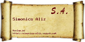 Simonics Aliz névjegykártya